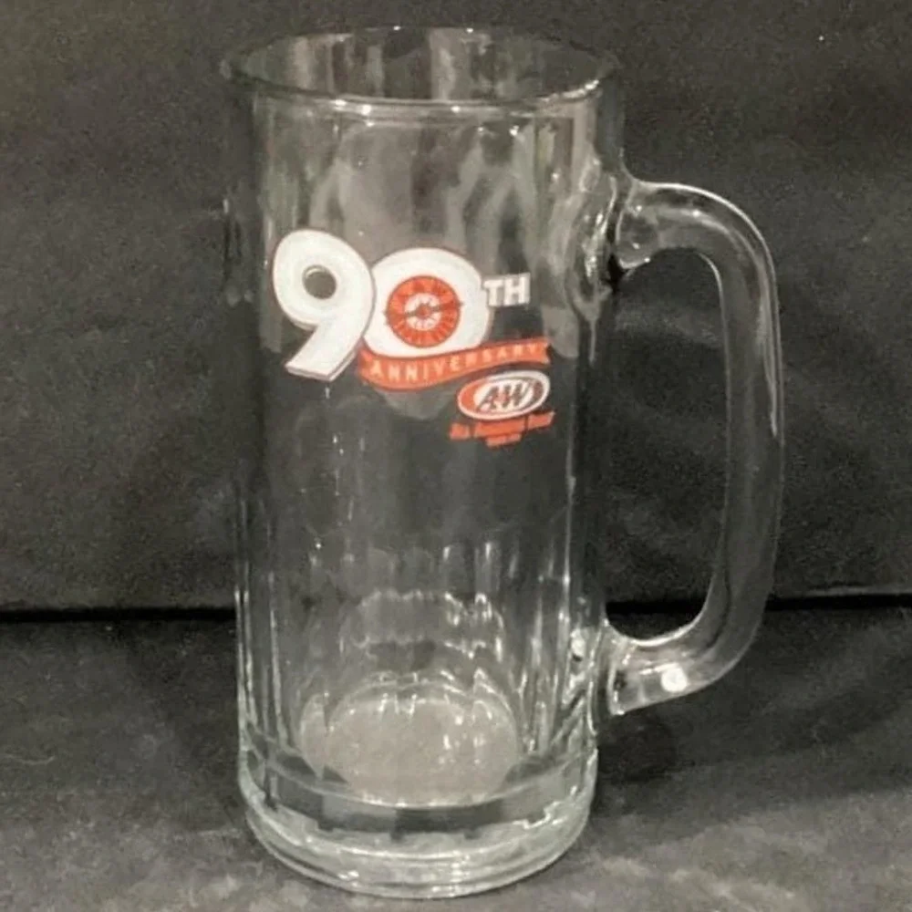 A&W Root Beer 90th Anniversary Mug, Vintage Heavy‎ Glass, Replacement Drinkware